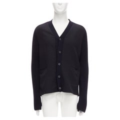 MARNI pull-over cardigan à pois en laine vierge cachemire marine IT48 M
