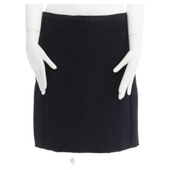 MARNI navy wool raw wedge panelled on black cupro boxy skirt IT40 S