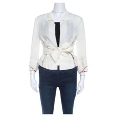 Marni Off White Leinen Kontrast Piping Detail Gürteljacke M