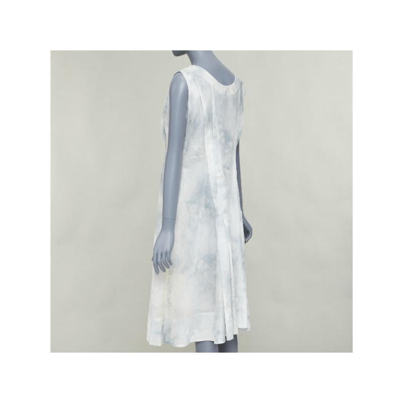 MARNI abito a strati in cotone tie dye bianco acciaio IT36 XXS in vendita 1