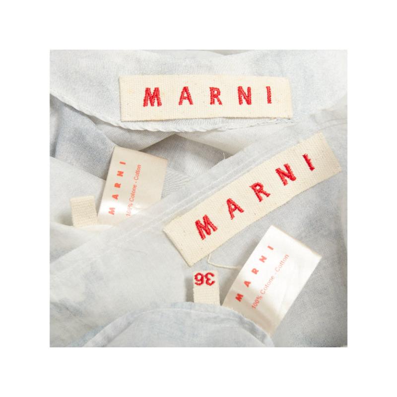 MARNI abito a strati in cotone tie dye bianco acciaio IT36 XXS in vendita 3