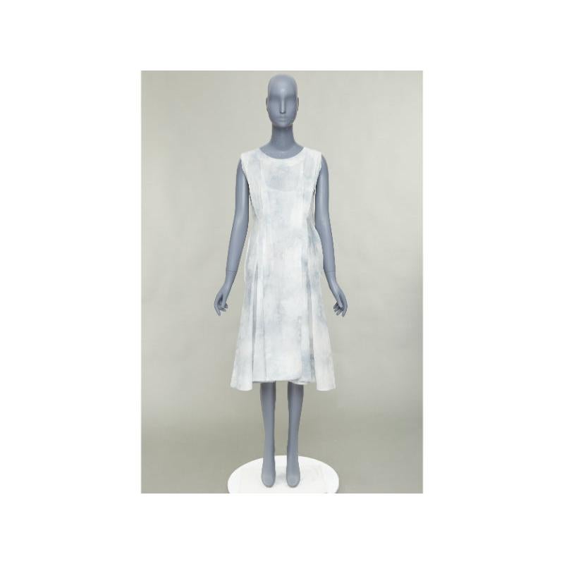 MARNI abito a strati in cotone tie dye bianco acciaio IT36 XXS in vendita 4