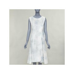 MARNI off white steel blue tie dye cotton layered dress IT36 XXS