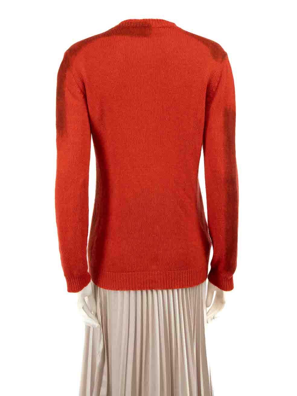 Marni Orange Cashmere Knit Ombré Shoulder Jumper Size L In Good Condition For Sale In London, GB