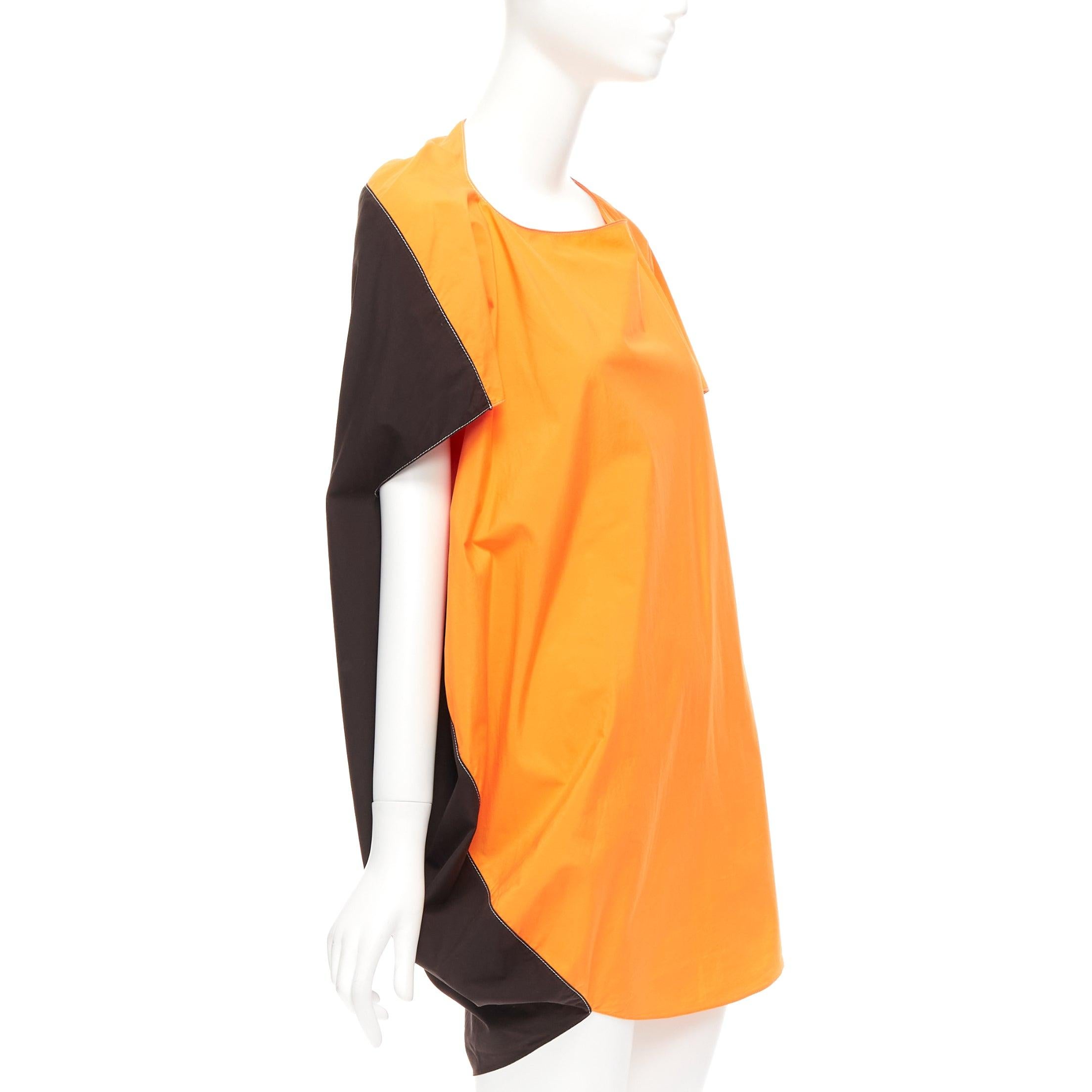 Orange MARNI orange front brown cocoon back 3D cut mini dress IT36 XS For Sale