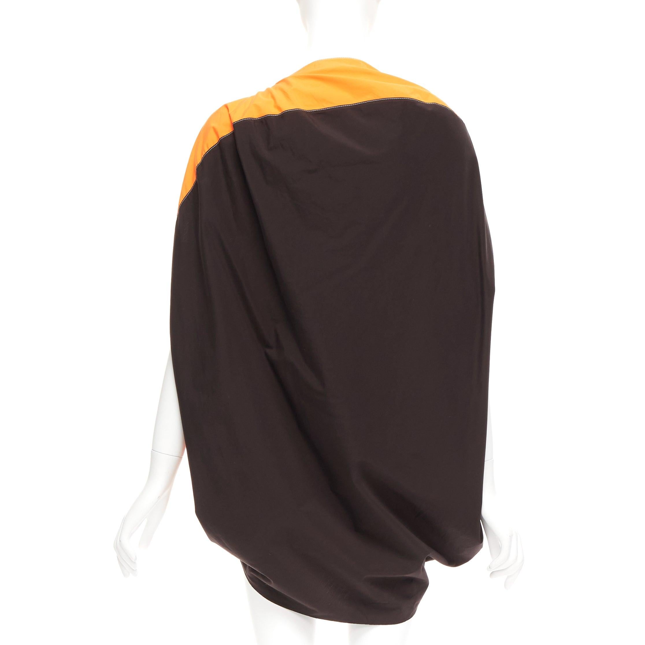 Women's MARNI orange front brown cocoon back 3D cut mini dress IT36 XS For Sale