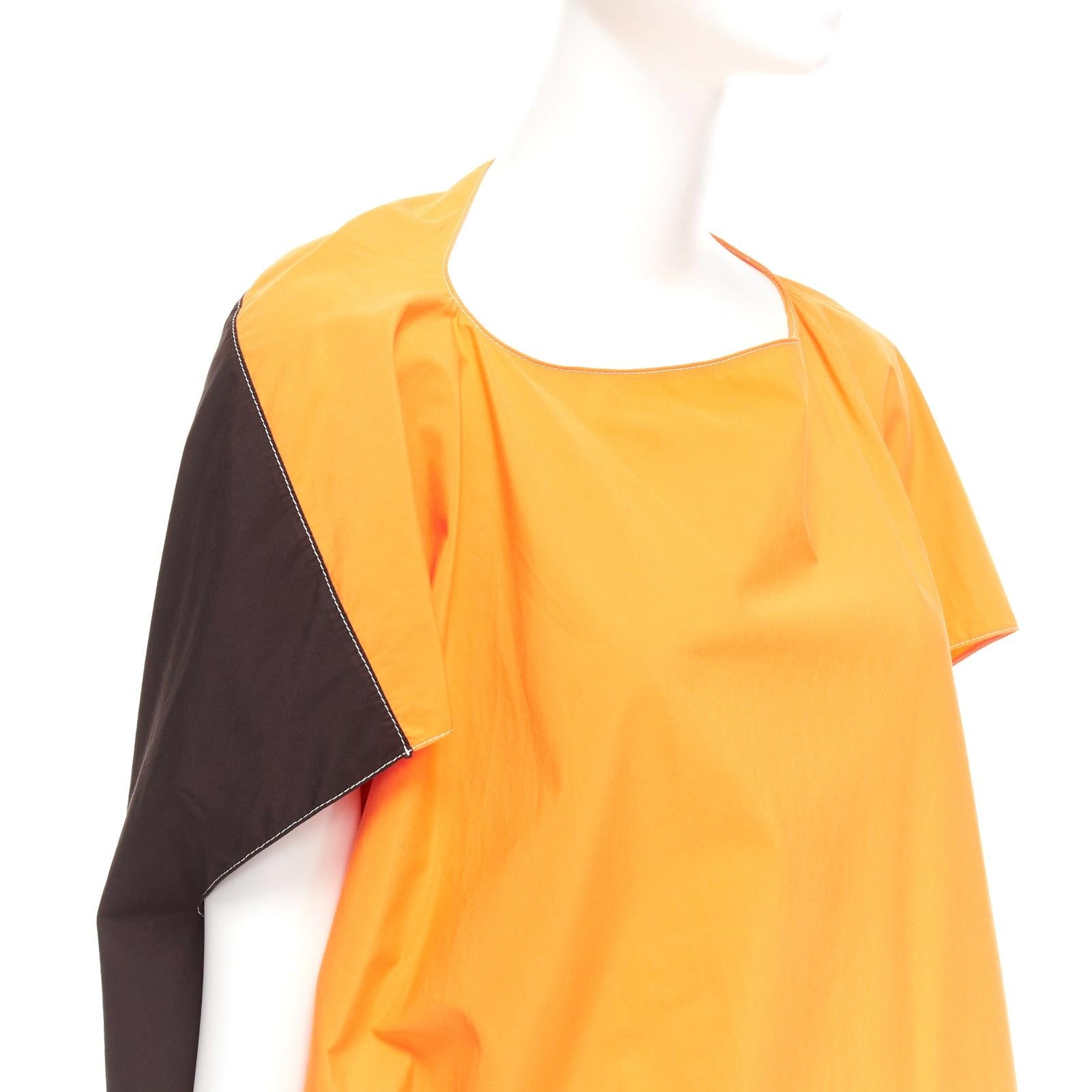 MARNI orange front brown cocoon back 3D cut mini dress IT36 XS For Sale 1