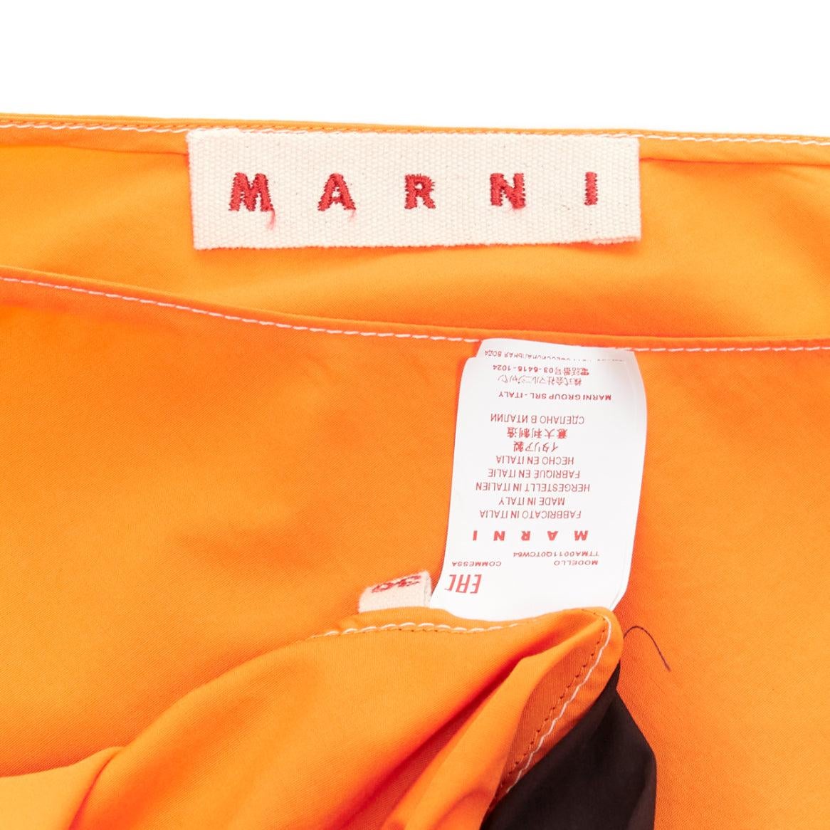 MARNI orange front brown cocoon back 3D cut mini dress IT36 XS For Sale 3