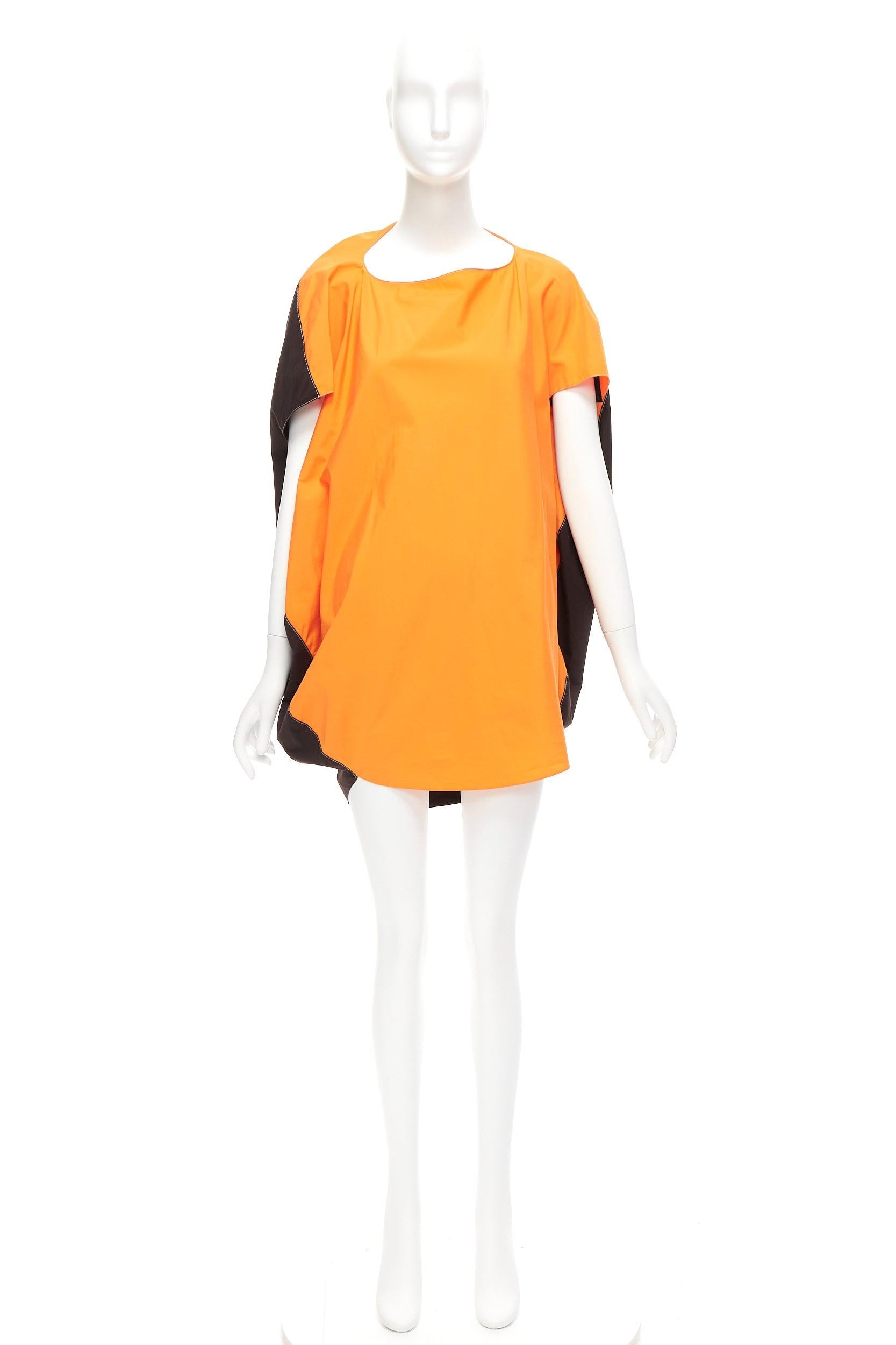 MARNI orange front brown cocoon back 3D cut mini dress IT36 XS For Sale 4