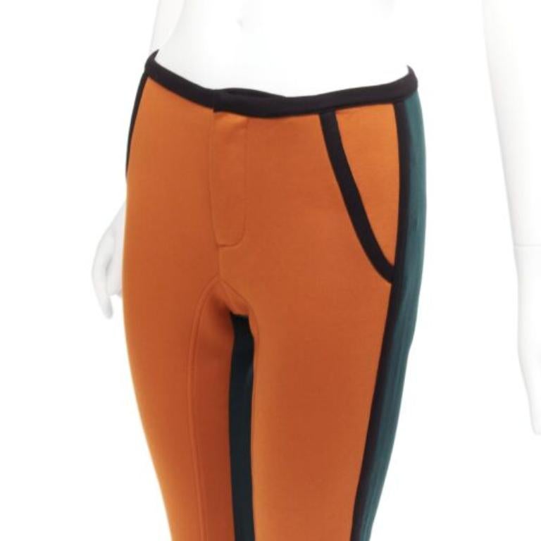 MARNI pantalon de jogging orange vert colorblock à passepoils noirs IT38 XS en vente 1
