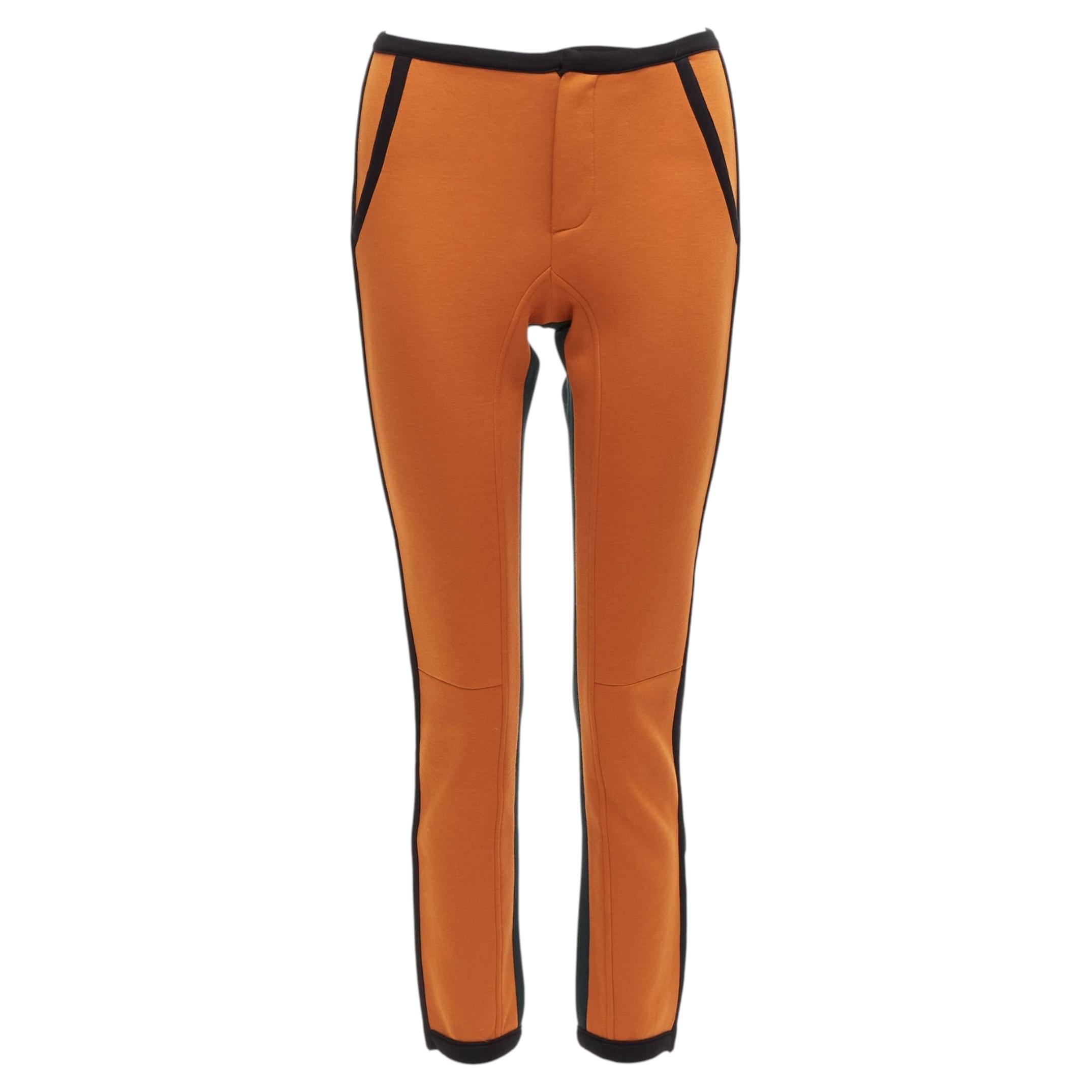 Marni pantaloni jogger colorblock verde arancio con profili neri IT38 XS in vendita