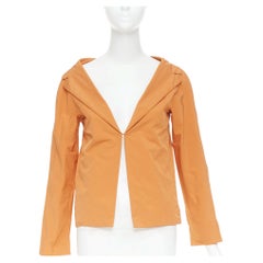MARNI orange nylon blend notch lapel single breasted cropped blazer IT36 XXS