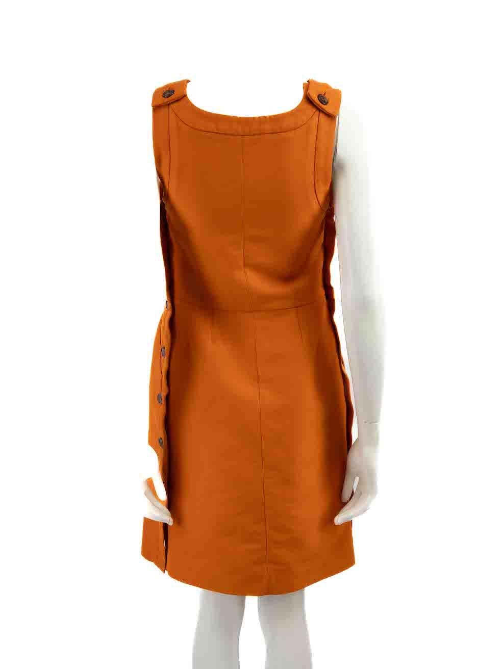 Marni Orange Side Button Up Detail Dress Size XS In Good Condition For Sale In London, GB