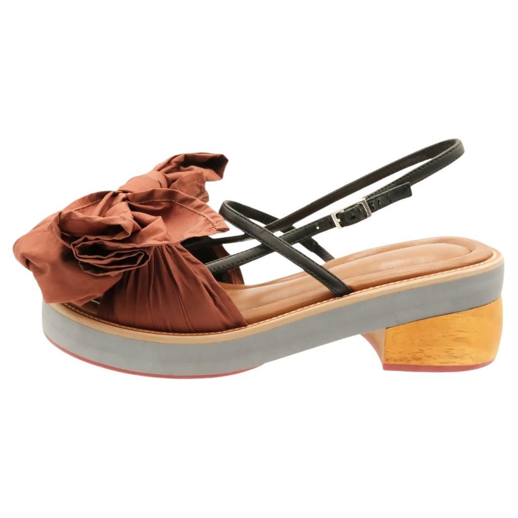 MARNI Oversized Bow Sandals with Wooden Heels For Sale