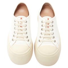 MARNI Pablo white leather chunky wide toe lace up low top sneakers EU36