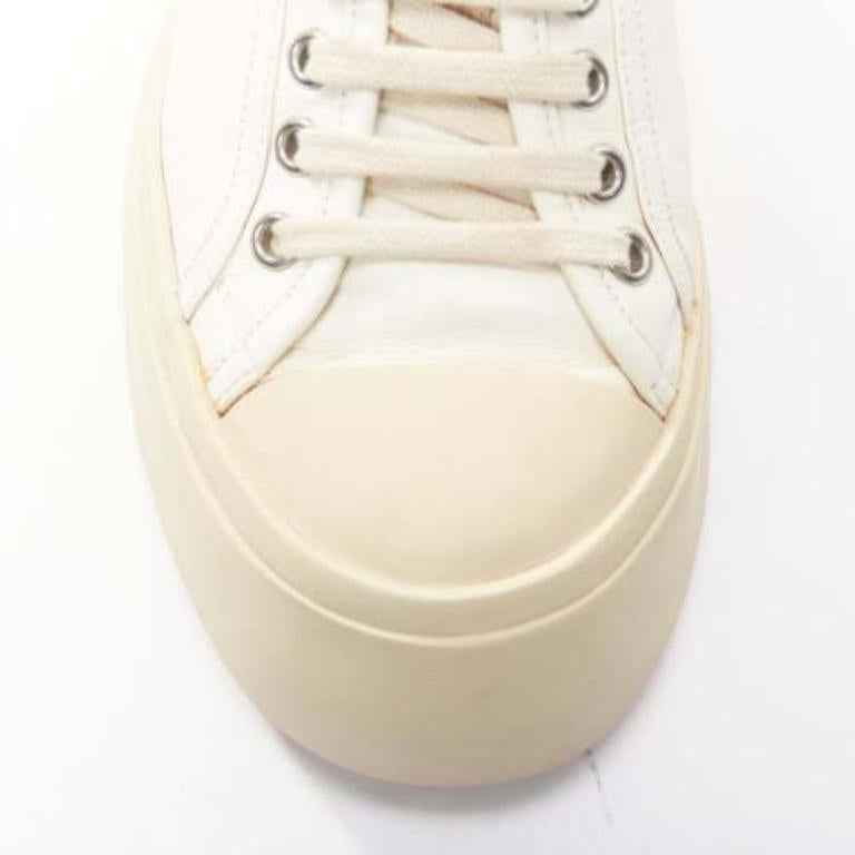Women's MARNI Pablo white leather chunky wide toe lace up low top sneakers EU36 For Sale