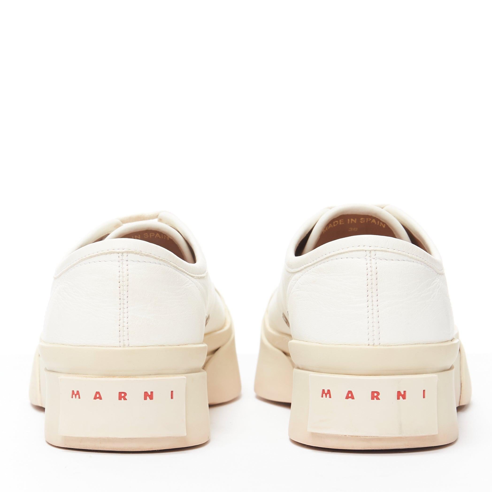 MARNI Pablo white leather chunky wide toe lace up low top sneakers EU36 For Sale 1