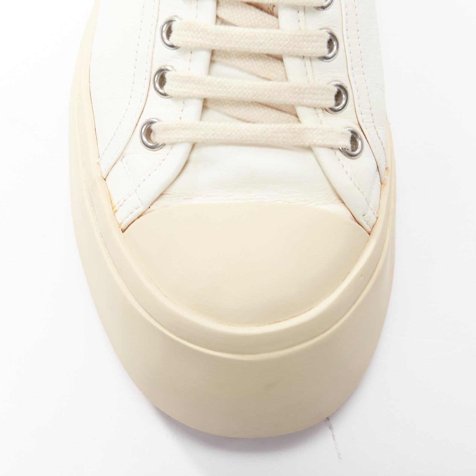 MARNI Pablo white leather chunky wide toe lace up low top sneakers EU36 For Sale 2