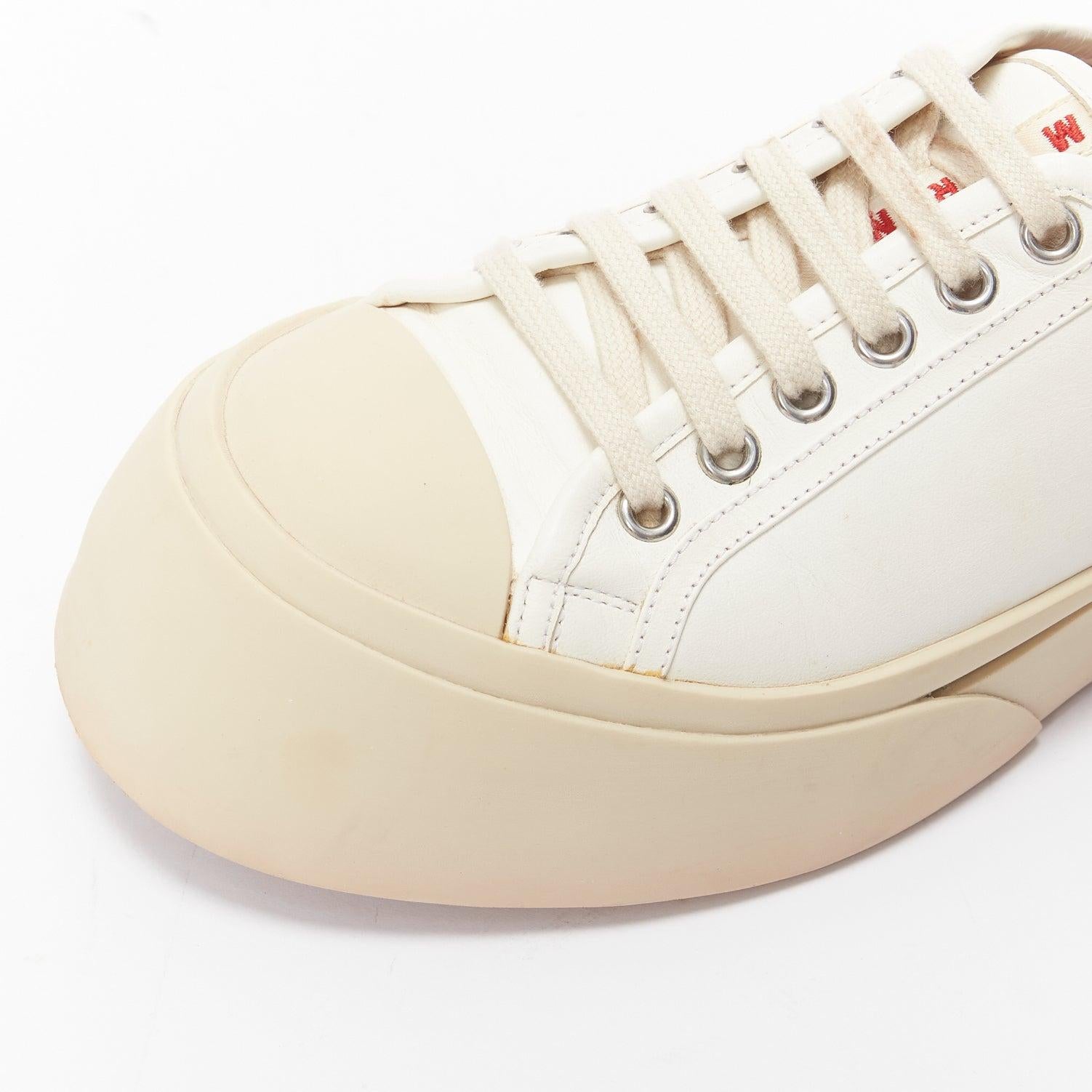 MARNI Pablo white leather chunky wide toe lace up low top sneakers EU36 For Sale 3
