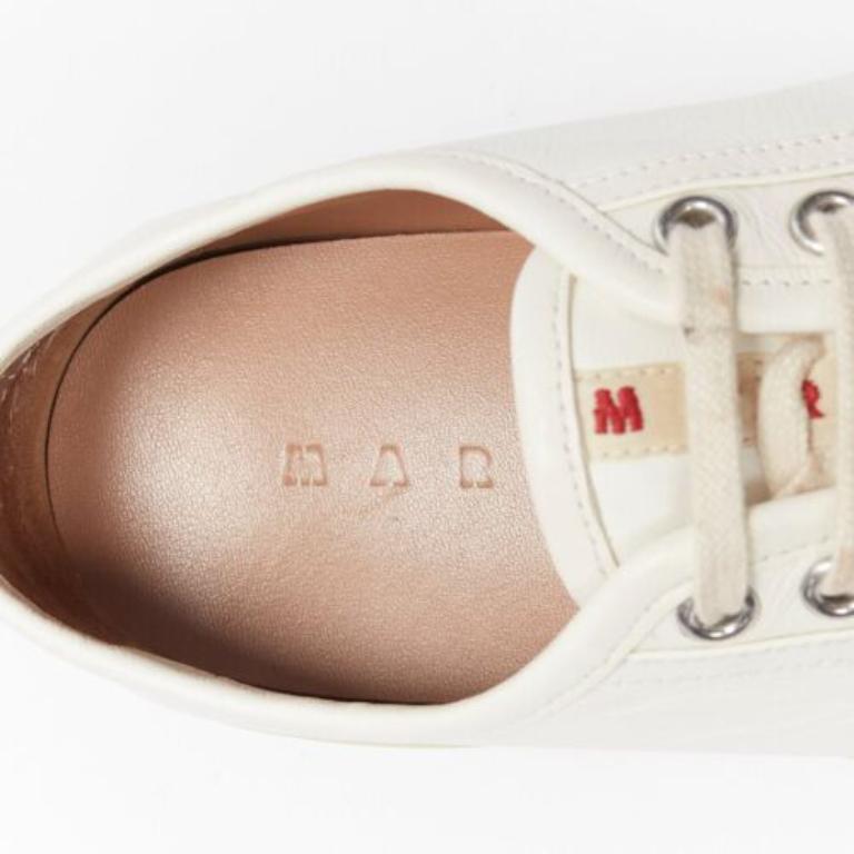 MARNI Pablo white leather chunky wide toe lace up low top sneakers EU36 For Sale 4