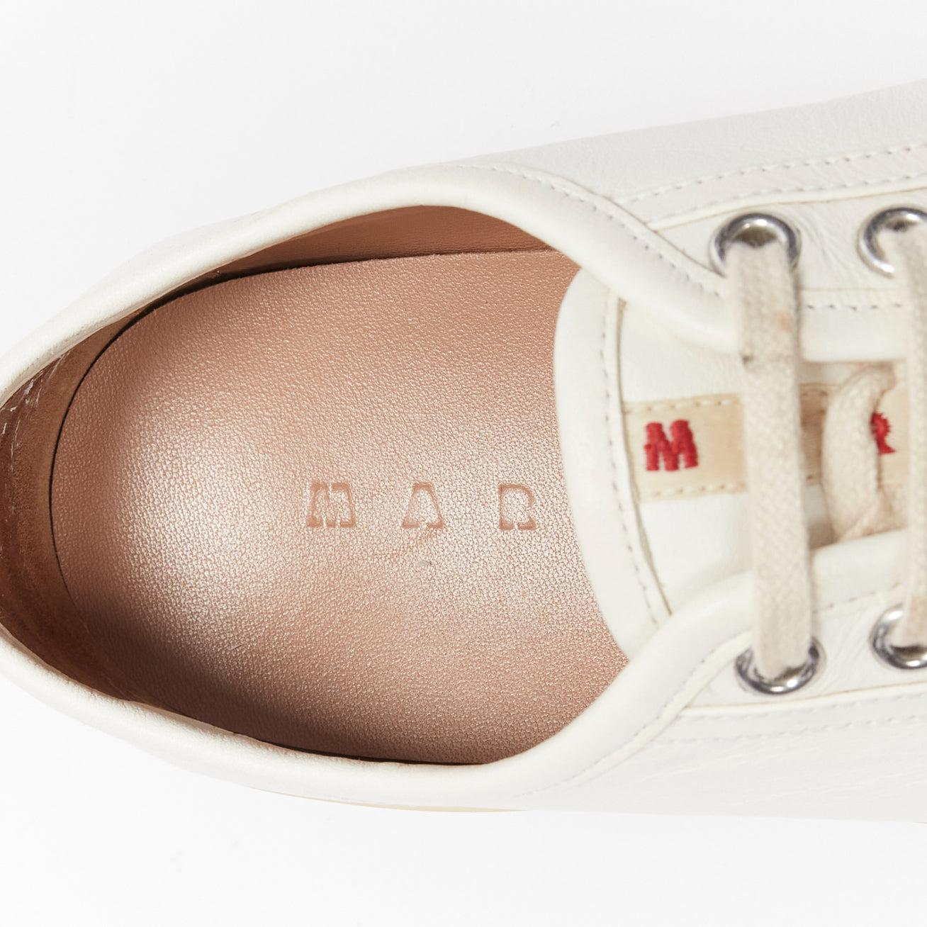 MARNI Pablo white leather chunky wide toe lace up low top sneakers EU36 For Sale 5