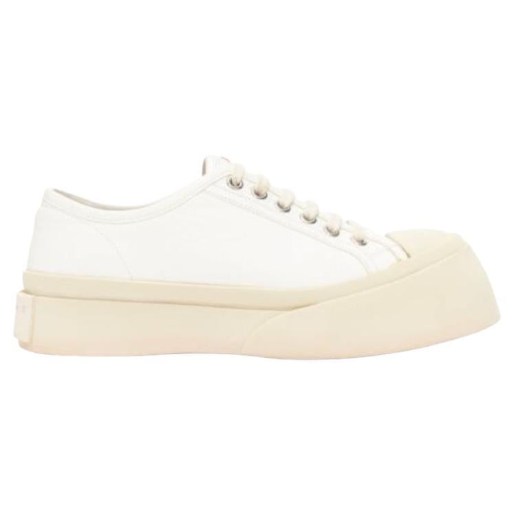 MARNI Pablo white leather chunky wide toe lace up low top sneakers EU36 For Sale