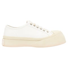 MARNI Pablo white leather chunky wide toe lace up low top sneakers EU36