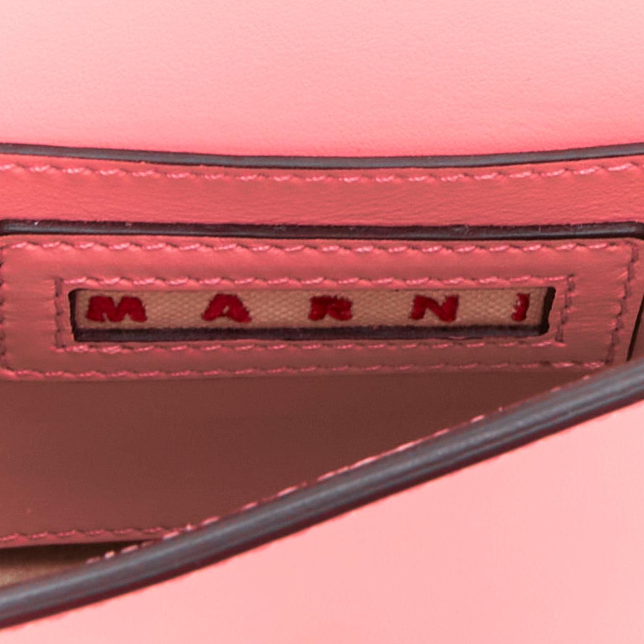 MARNI Pannier red resin handle pink leather flap crossbody bag 5