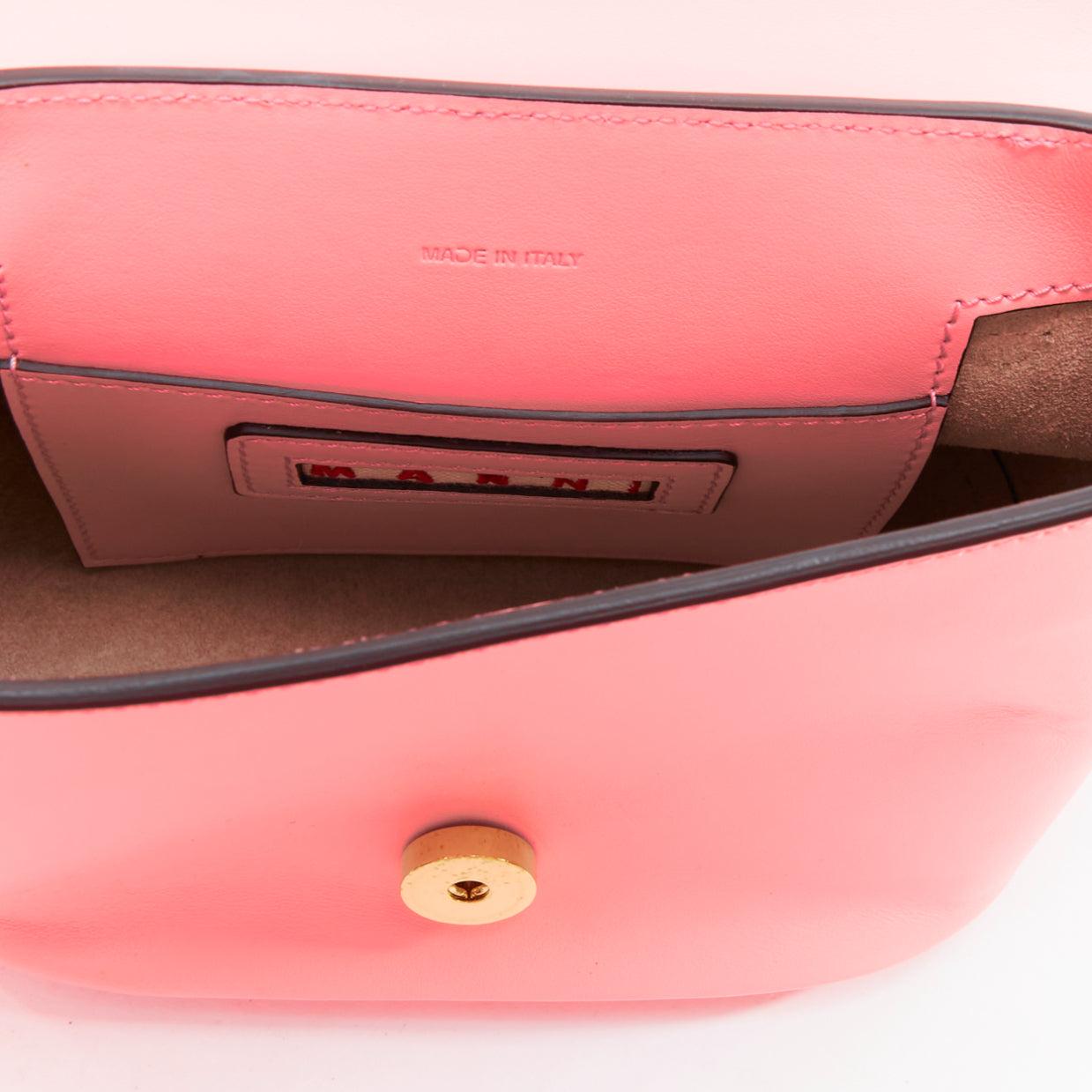 MARNI Pannier red resin handle pink leather flap crossbody bag 6