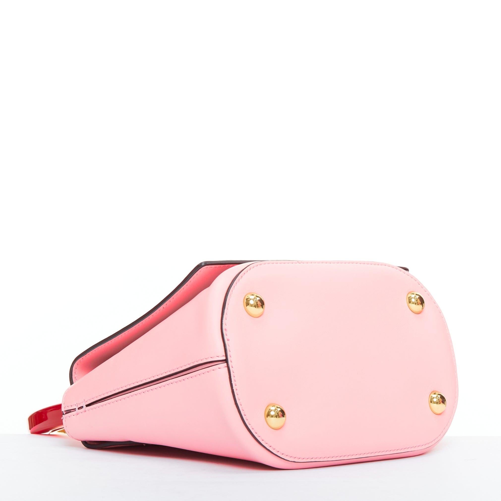 MARNI Pannier red resin handle pink leather flap crossbody bag 1