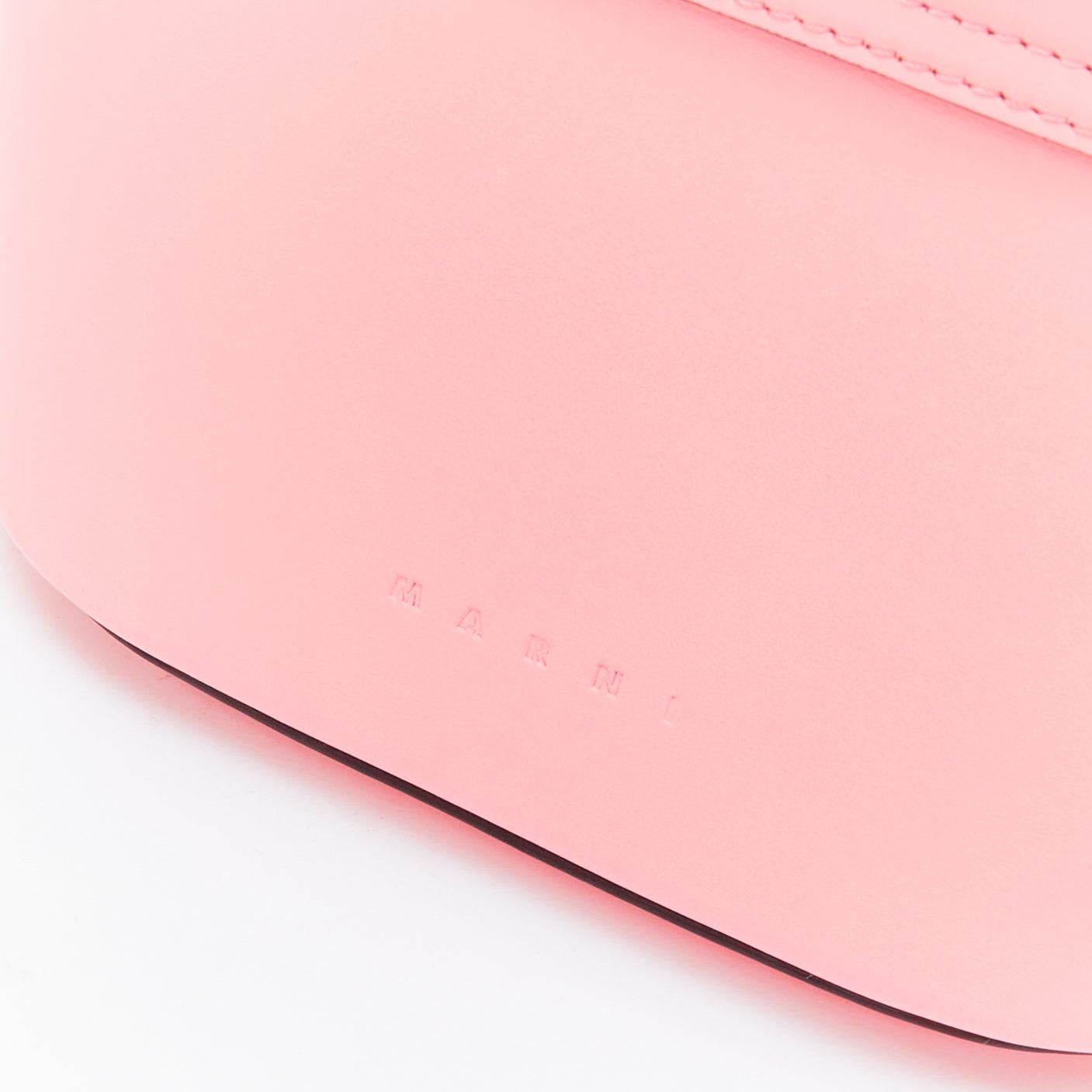 MARNI Pannier red resin handle pink leather flap crossbody bag 3