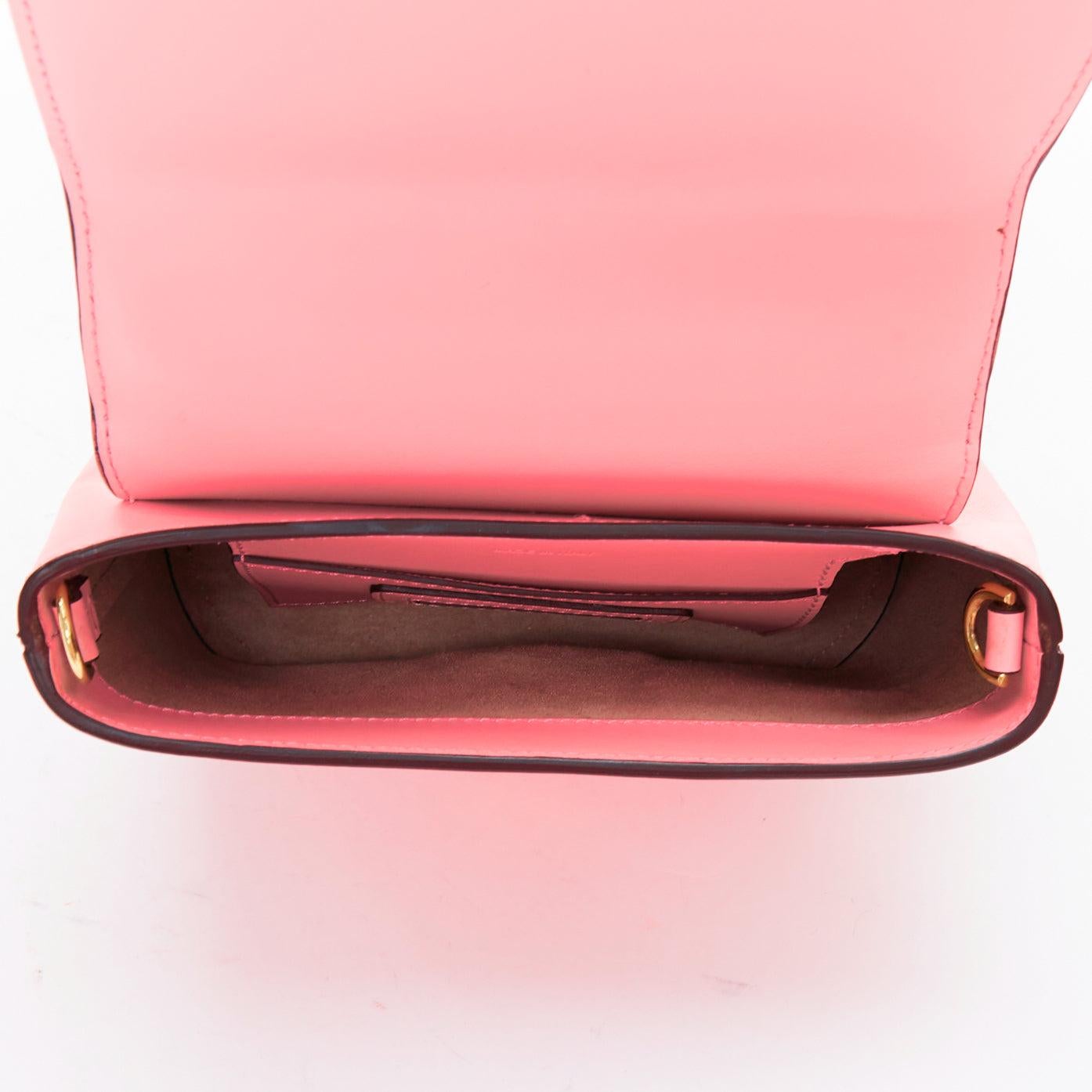 MARNI Pannier red resin handle pink leather flap crossbody bag 4