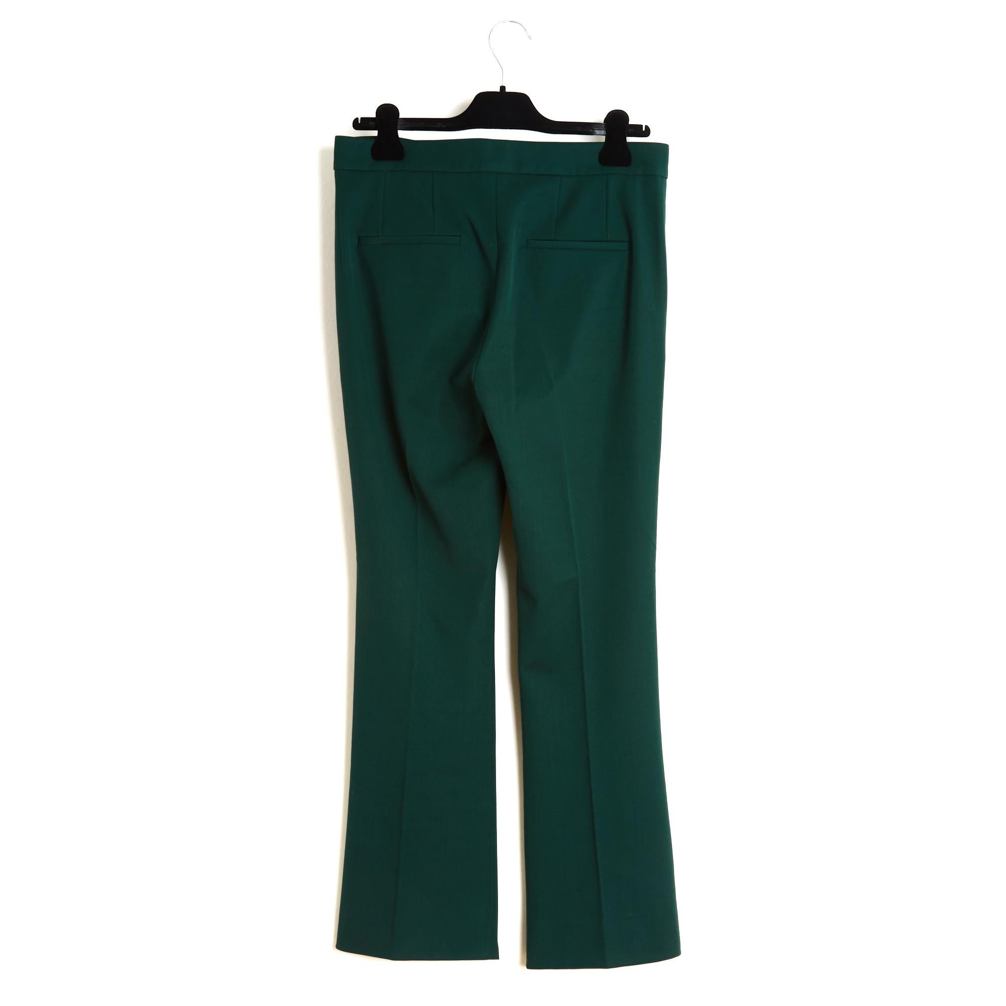 Marni Pantalon Vert FR38 IT40 Dark Green Wool Trumpet Pants Intl M US28 For Sale 1