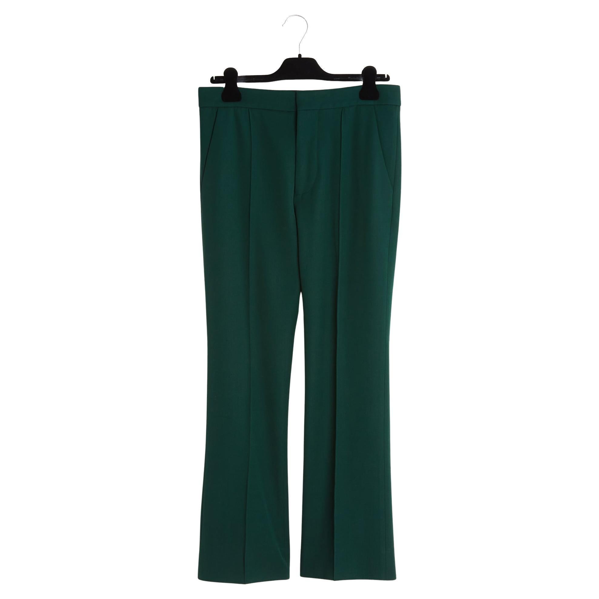 Marni Pantalon Vert FR38 IT40 Dark Green Wool Trumpet Pants Intl M US28 For Sale