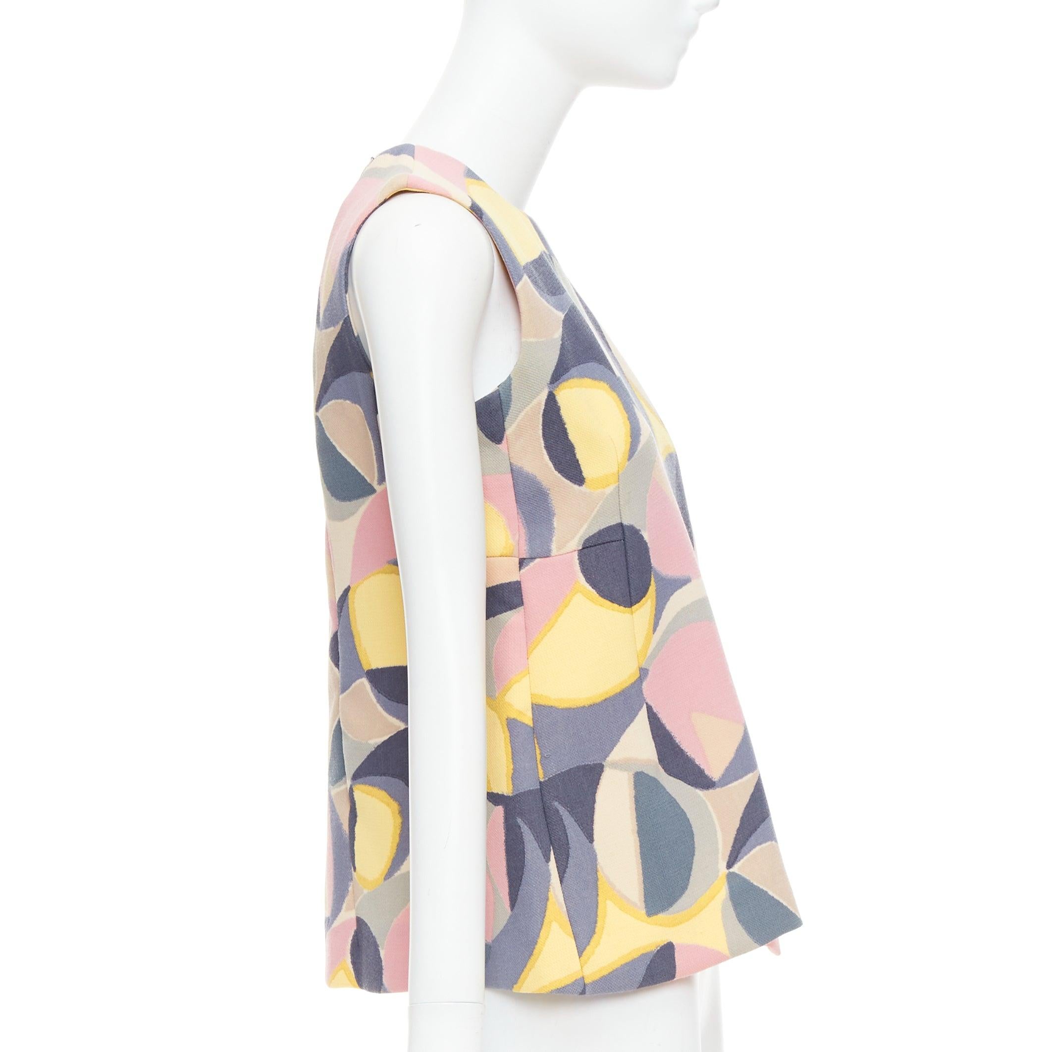 MARNI pastel multicolor abstract print asymmetric peplum top IT38 XS In Fair Condition For Sale In Hong Kong, NT