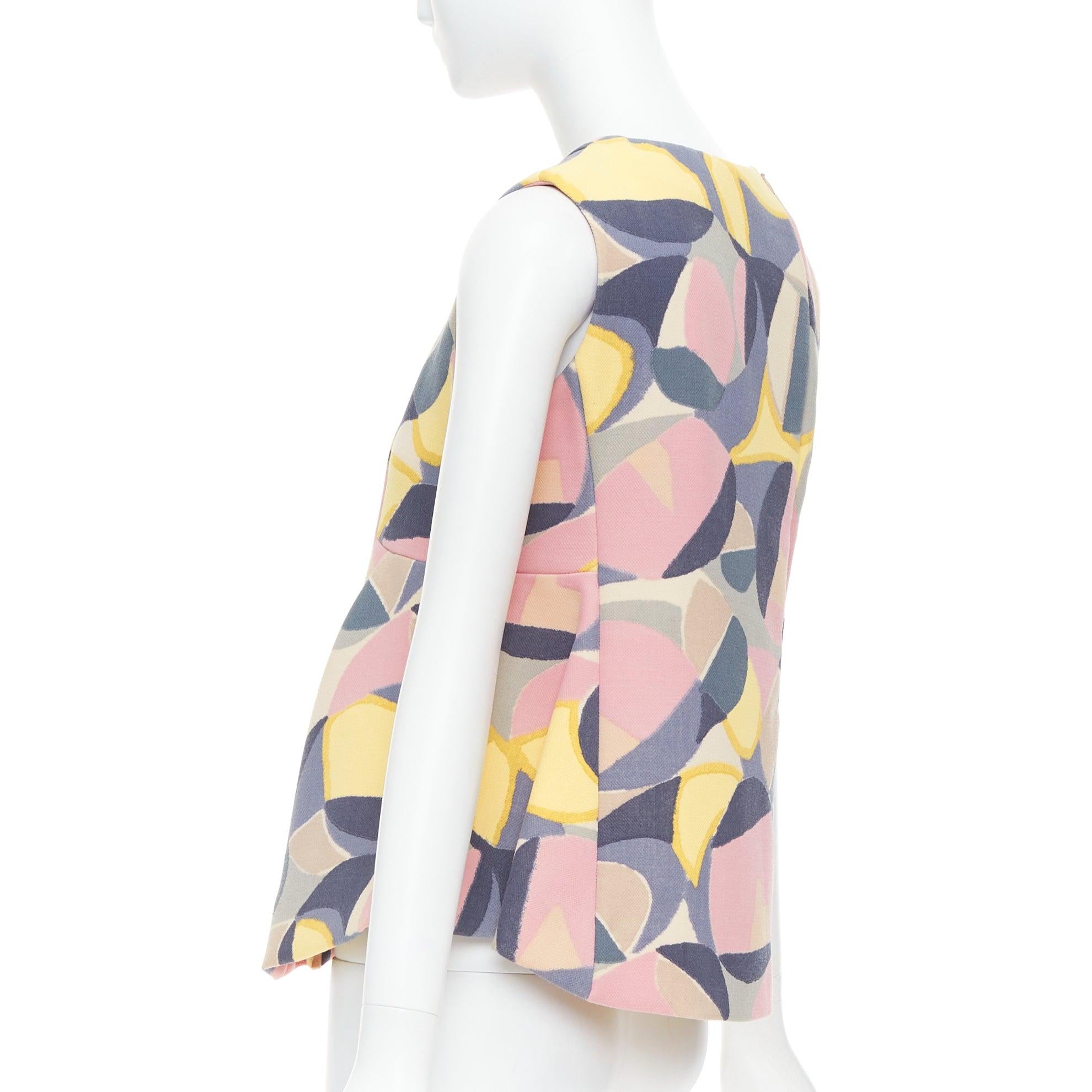 MARNI pastel multicolor abstract print asymmetric peplum top IT38 XS For Sale 1