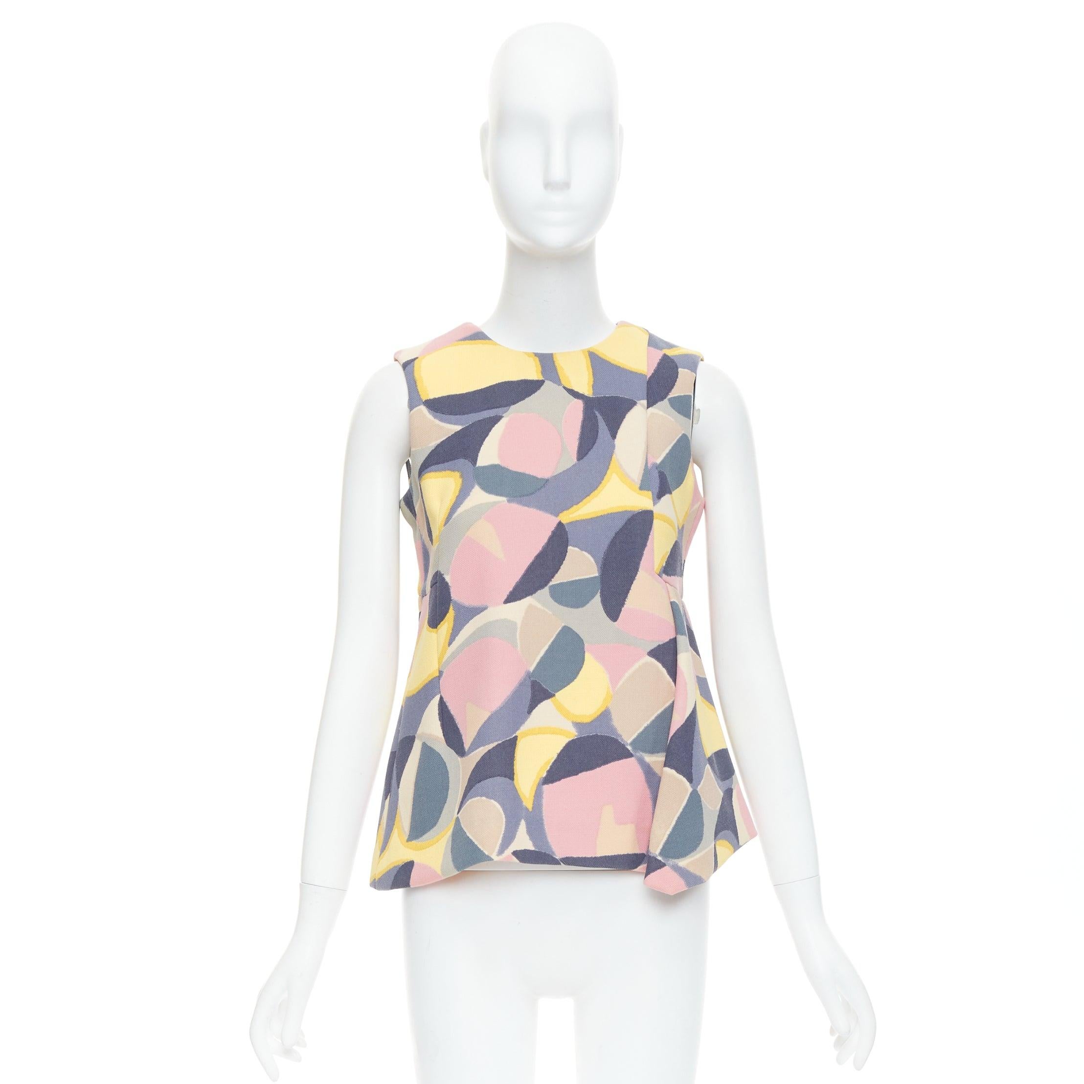 MARNI pastel multicolor abstract print asymmetric peplum top IT38 XS For Sale 4