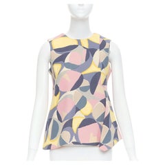 MARNI haut péplum asymétrique imprimé abstrait pastel multicolore IT 38 XS