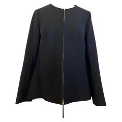 Used Marni pea coat in black wool with zip and front pockets.