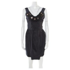Marni Pine Green Silk Embellished Plunge Neck Mini Dress S
