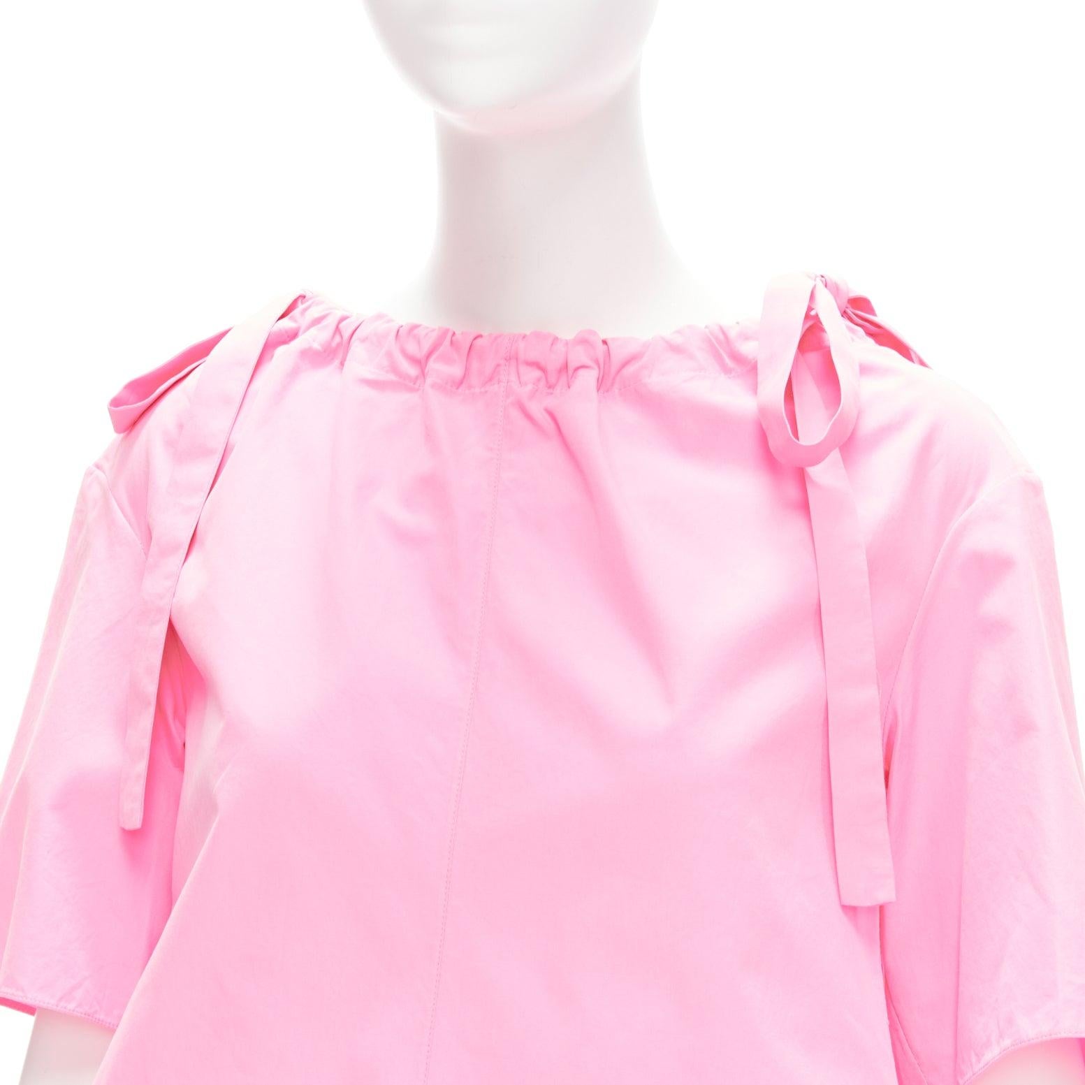 MARNI pink 100% cotton side drawstring collar trapeze top IT36 XXS For Sale 2