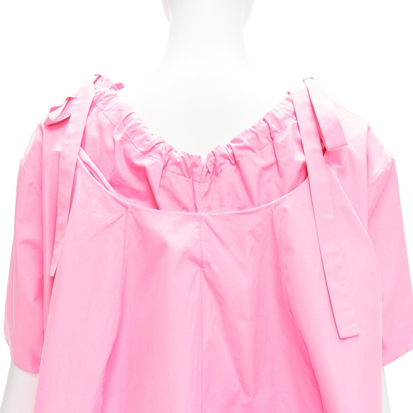 MARNI pink 100% cotton side drawstring collar trapeze top IT36 XXS For Sale 3