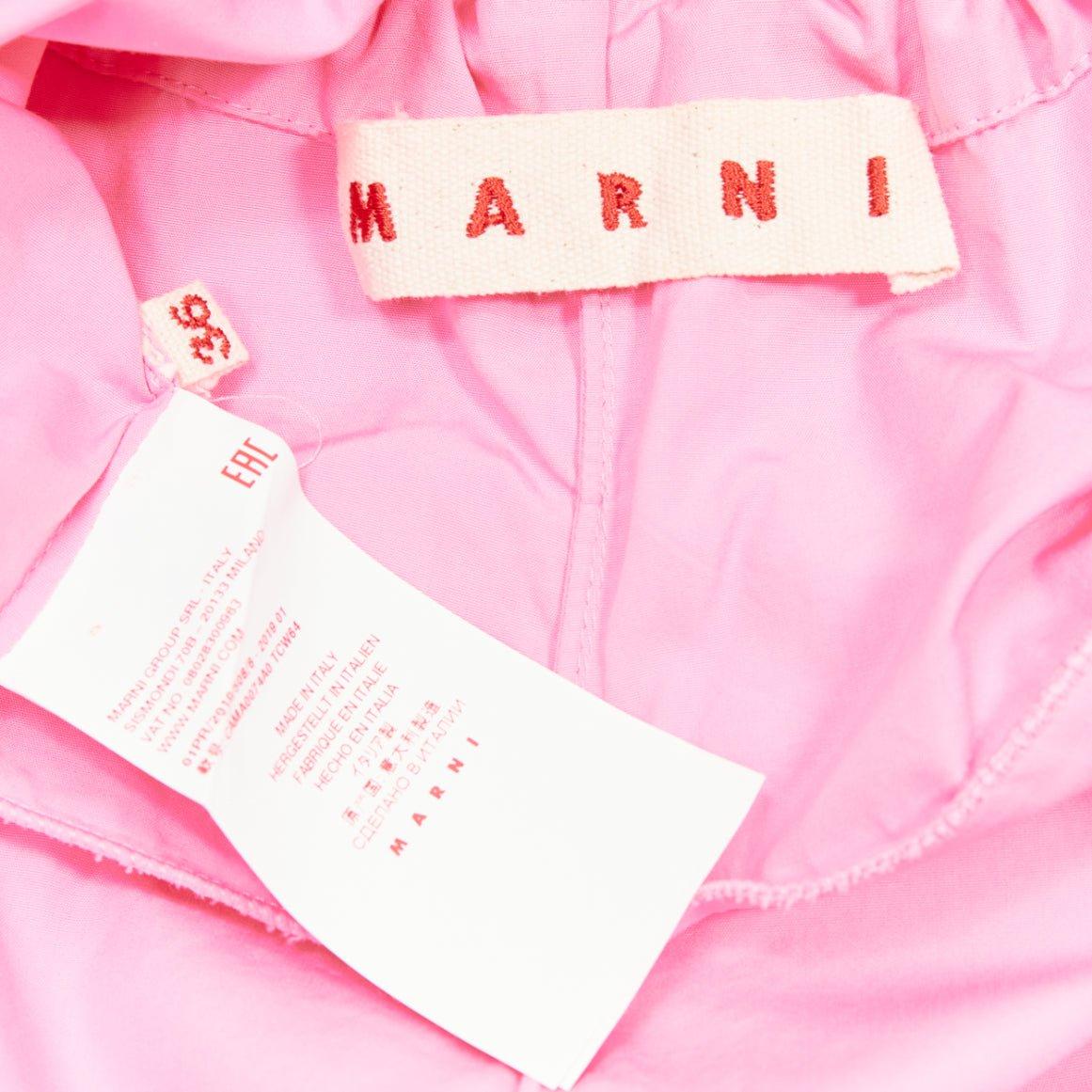 MARNI pink 100% cotton side drawstring collar trapeze top IT36 XXS For Sale 4