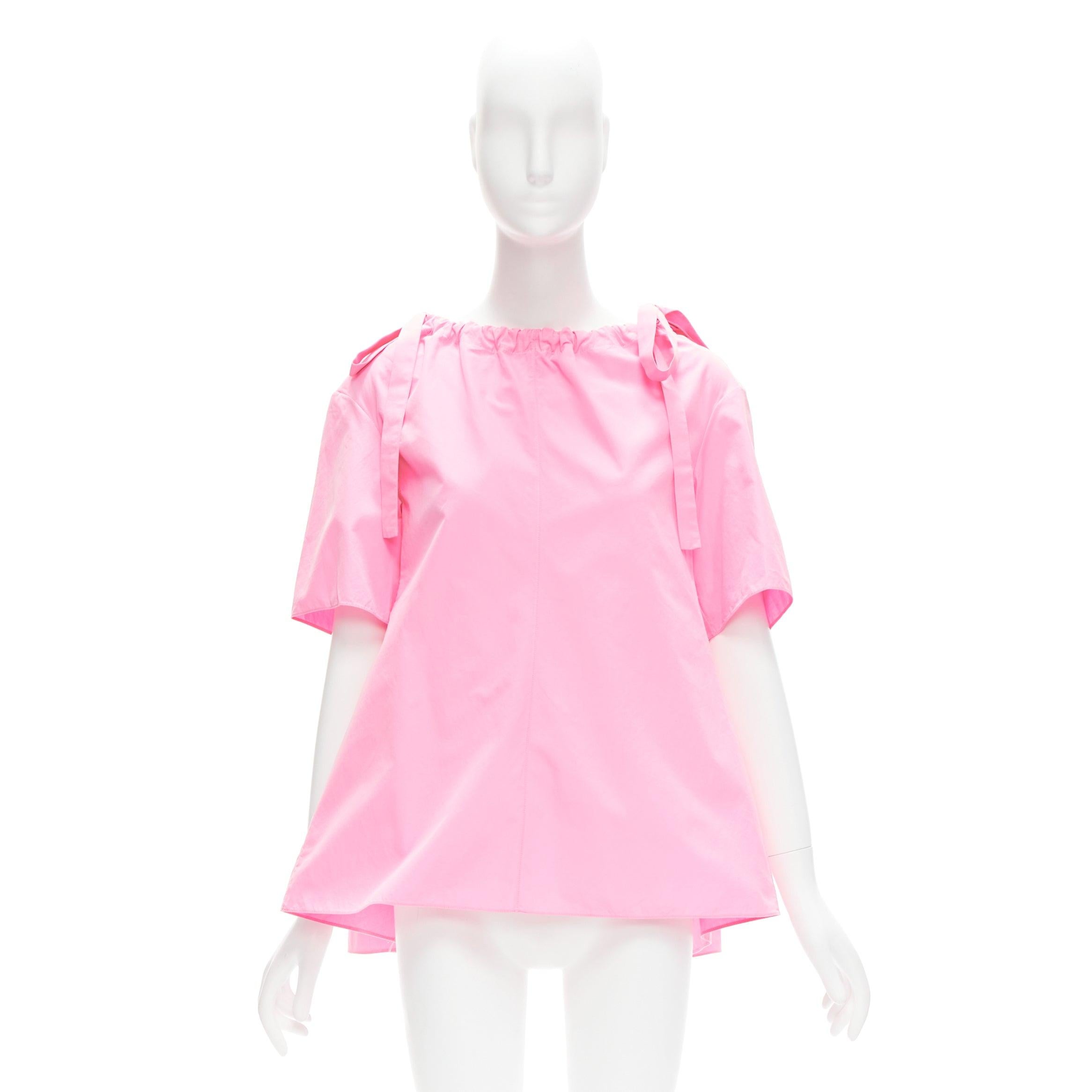 MARNI pink 100% cotton side drawstring collar trapeze top IT36 XXS For Sale 5