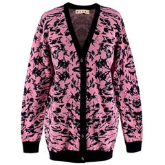 Marni Pink & Black Intarsia Knit Cardigan - Size US 8