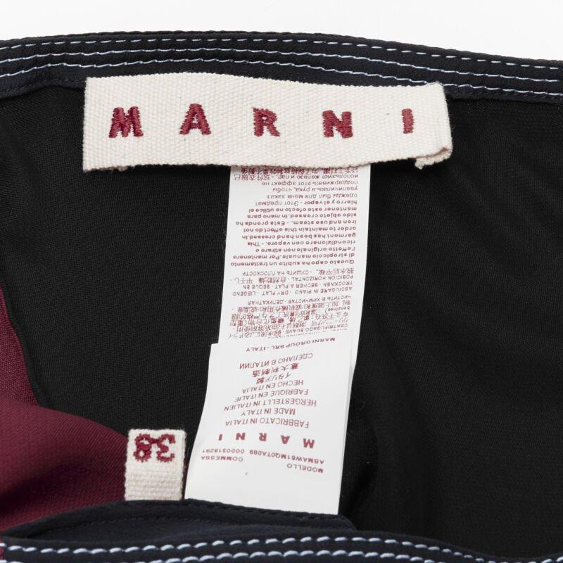 MARNI - Soie rose, noire et bleu marine  Robe surdimensionnée à surpiqûres en blocs de couleur IT 38 en vente 6