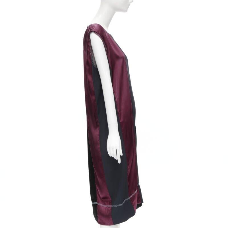MARNI - Soie rose, noire et bleu marine  Robe surdimensionnée à surpiqûres en blocs de couleur IT 38 Excellent état - En vente à Hong Kong, NT
