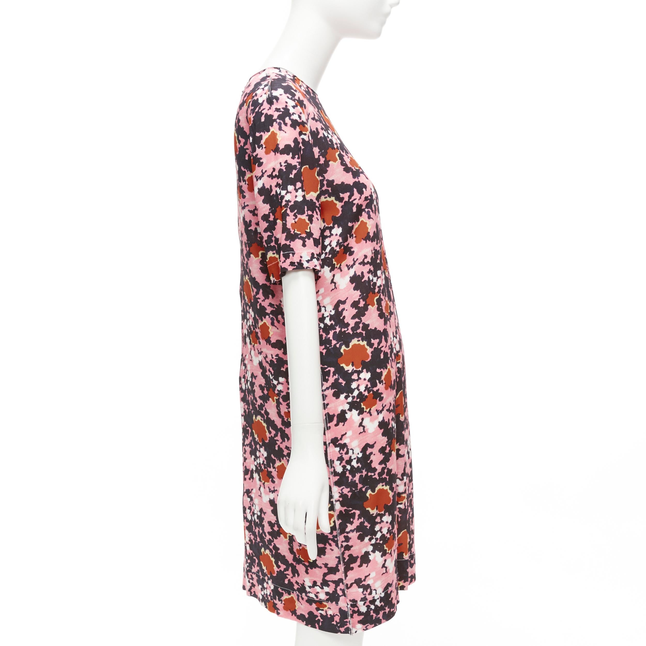 MARNI rosa marrón estampado abstracto salpicado abertura lateral con botones vestido IT40 S en Excelente estado para la venta en Hong Kong, NT
