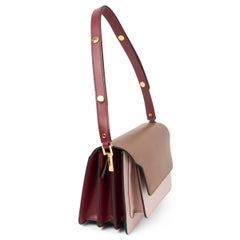 MARNI pink brown burgundy leather TRICOLOR TRUNK MEDIUM Shoulder Bag