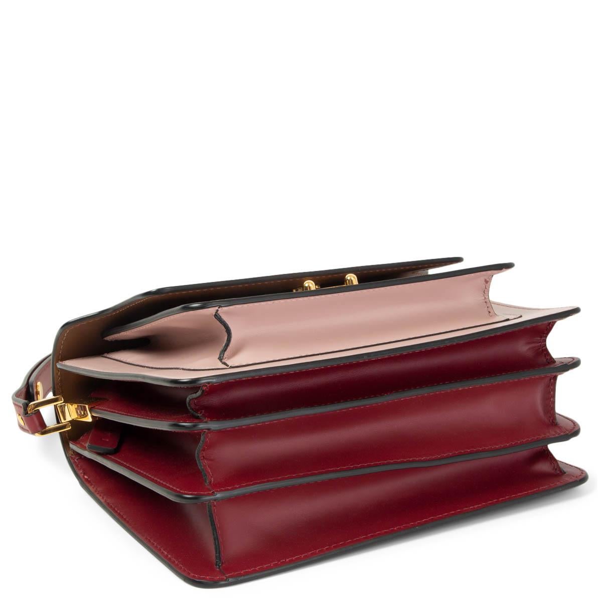 Brown MARNI pink brown burgundy leather TRICOLOR TRUNK MEDIUM Shoulder Bag For Sale
